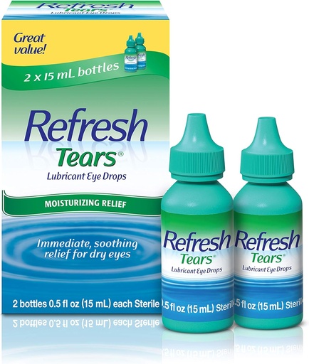 [BRSWIYTZPMFQMCYV] Refresh Tears, Lubricant Eye Drops, 2 Bottles .5 fl oz (15 ml)