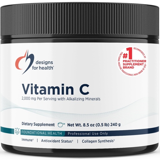[BRSWIY3YON5WACTI] Designs for Health Buffered Vitamin C Powder 2000mg - Powdered Vitamin C (Ascorbic Acid) for High Dosing with Alkalizing Minerals to Be Gentle on The Stomach - Non-GMO Drink Mix (80 Servings / 240g)