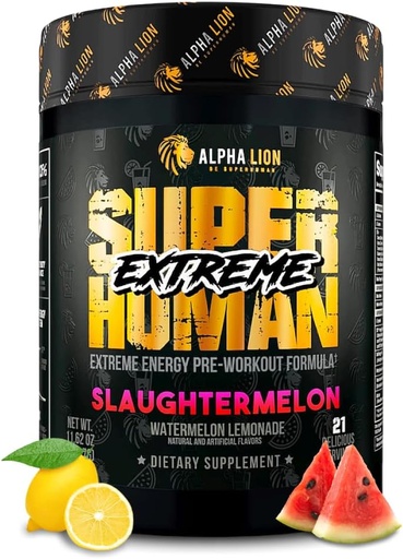 [BRSRMYIQPIORYE3J] ALPHA LIÓ Superhumana High Stem Pre Workout Powder, Beta Alanine, L-Tauine i 356mg Trifamene Caffeine per a l'Energia Sumbed, Nitric Oxruline i Citrine per a les Pumpcions (21 hores de batalla)
