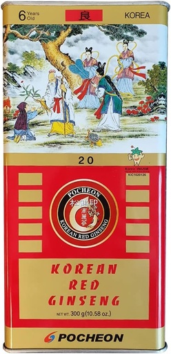 [BRSWK2QECABAY2TG] Pocheon 300g korealainen purkitettu kuivattu Panax Red Ginseng 14 juuria 6 vuotta hyvä aste 300-20, luonnollinen immuuni tuki