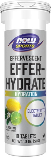 [BRSWYYAZOUFAOH3H] NOW Alimenti Nutrizione sportiva, Effervescente Effer-Hydrate, Integratore di elettroliti, Recupero*, Lime di limone, 10 compresse