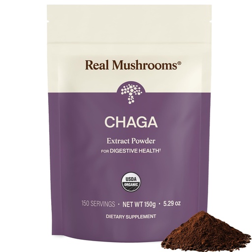 [BRSRMCQZDMNWCCD7] Real Mushrooms Chaga Mushroom Powder – Organic Chaga Extract from Fruiting Body – for Wellness & Energy Support – Vegan, Non-GMO, 150 Servings – Mushroom Supplement for Daily Use