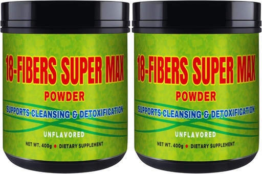 [BRSRAAICO55WCDLZ] FIBRA 18 Super MAX Powder (18 Fibers) - 400g - Dietary Supplement - Supports Cleansing & Detoxification, Unflavored (2 Pack)