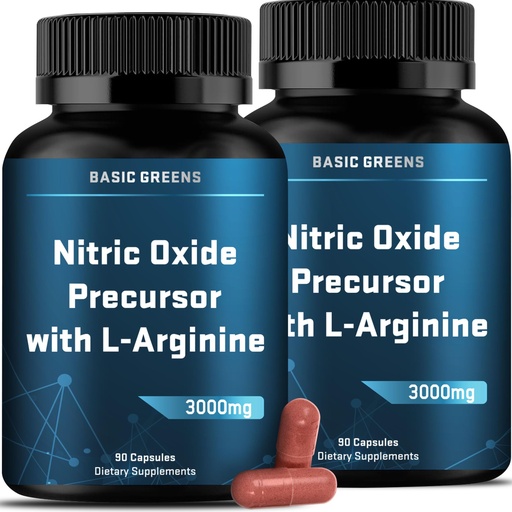 [BRSW2Z36C4NB4CYZ] L-Arginine 3000mg Nitric Oxide Supplement for Men and Women – Non-GMO Vegan Capsules with Beet Root for Circulation, Endurance, Energy, Stamina, Performance and Workout – 180 Caps