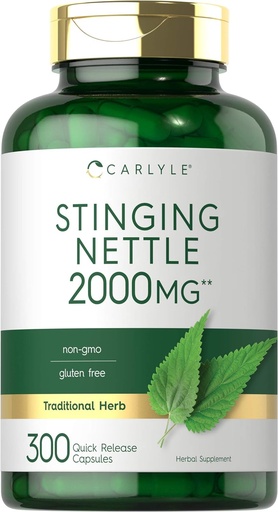 [BRSWYAIOO4BGA2TJ] Carlyle Stinging Nettle Leaf Extract 2000mg | 300 kapslit | Non-GMO & Gluteeni tasuta täiendada