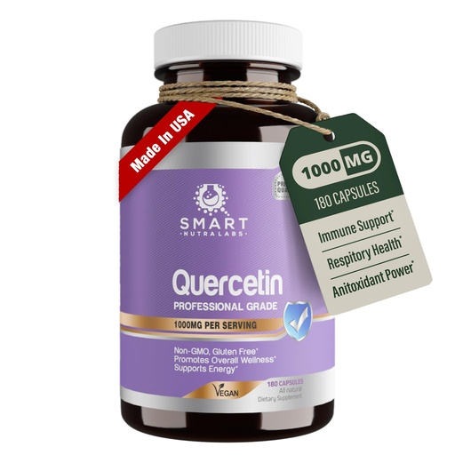 [BRSWYBAFOUAWEDTA] Smart Nutra Labs Quercetin 1000mg- 180 Vegan Capsules, 100% Pure Quercetin Supplement- Non-GMO, Gluten Free, Third Party Tested
