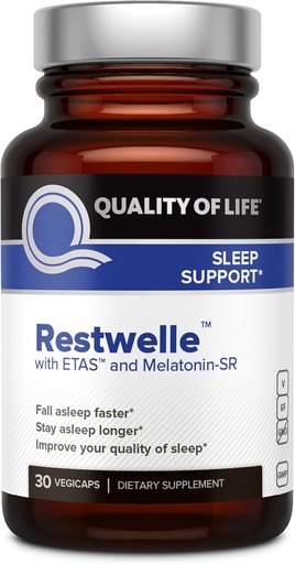 [BRSWGCYROQBGAAD2] Quality of Life - Restwelle – Premium Natural ETAS and Melatonin Supplement – Non Groggy Formula with ETAS and Melatonin SR – Non Habit Forming – 30 Capsules