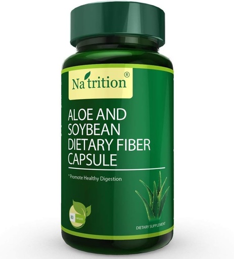 [BRSWGGQYOVYRU3I2] Natrition Aloe Vera Gel Extract Capsules con fibra dietética de soja – Mejor suplemento de limpieza intestinal – Mejorar la digestión y el alivio del estreñimiento - 80 cápsulas