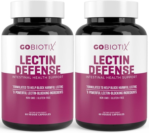 [BRSRMZIQCQAQM3DH] GOBIOTIX Lectin Defense - Lectin Blocker Supplement for Leaky Gut with MSM and Digestive Enzymes - Aids in Intestinal Health for Women and Men - Non-GMO + Gluten Free - 60 Capsules (2)