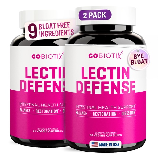 [BRSRMZIQCQAQM3DH] GOBIOTIX Lectin Defense - Lectin Blocker Supplement for Leaky Gut with MSM and Digestive Enzymes - Aids in Intestinal Health for Women and Men - Non-GMO + Gluten Free - 60 Capsules (2)
