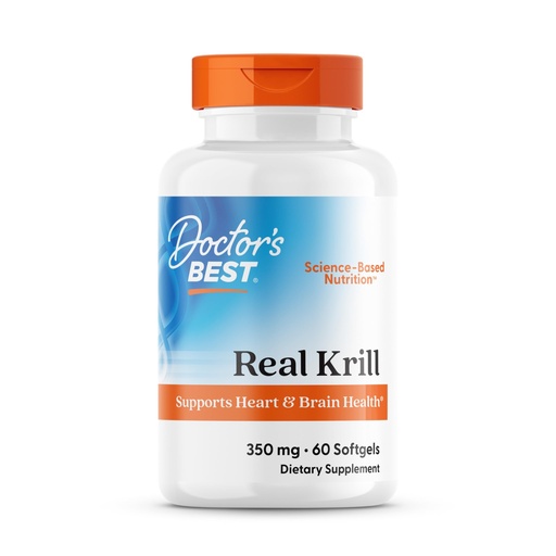 [BRSWIYIRDMHQAYD6] Doctors BEST Real Krill, Antarctic Krill (Superba2), Supports Heart & Brain Health, Non-GMO, Gluten Free 60 Softgels