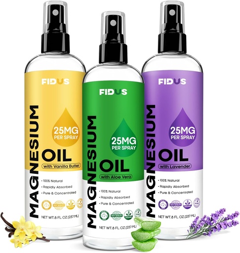 [BRSROCYFOEOW2G3U] Fidus 100% Pure Magnesium Oil Spray met Aloë Vera - Big 8 fl oz Topical Magnesium Chloride voor voeten, Biologische Natuurlijke Magnesium Spray van Oud Zechstein Seven Seabed Minerals