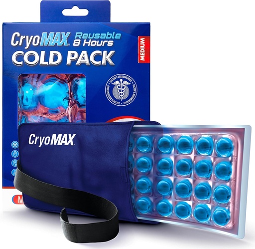 [BRSWIYYYAUJRQ2D4] Cryo- Max Cold Pack, 8 Hour Recontinable Cold Therapy Ice Pack for Elbow, Knee, Neck + More, Medium, 6 "x 12" (1 Count)