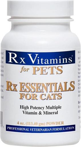 [BRSWIYIZCIBWC2LO] Rx Vitaminas esenciais para gatos - Vitamina & Minero Suplemento multivitamínico - Engadir á comida de gatos húmidos ou secos - po 4 oz