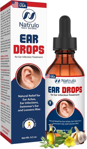 [BRSWYFQTAUFAMCLO] Natrulo Ear Drops for Ear Infection - Organic Ear Drops for Adult, Kids, Baby, Dog & Pets - för Ear Aches, Itchy Ears, Infections, Swimmer's Ear, & Loosen Wax - Kids Safe, Made in USA