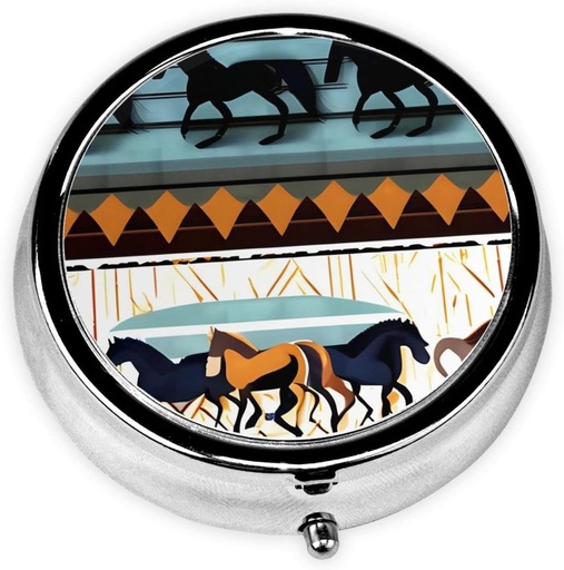 [BRSRAHQ7OUMBMHTV] Pill Box, Small Pill Case for Purse & Pocket, Cute Medicine Organizer Travel Pillbox, Portable Pill Container Holder to Hold Vitamins, Medication, Fish Oil and Supplements, Horse Stripes Pattern