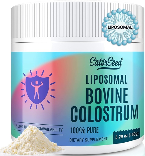 [BRSRAFIRCECQI236] Liposomal Bovine Colostrum Powder Supplement 2500mg – 100% Pure Colostrum, 1500% Higher Bioavailability for Immune and Gut, 60 Servings (1 Bottle)