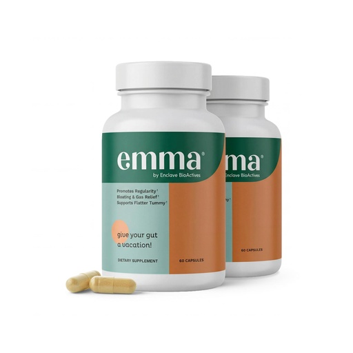 [BRSROEIZCIFRQHT2] Emma Gut Health - 2 Pack - Relief gazowy i dmuchany, Zaparcia, Leaky Gut Repair - Gut Cleanse & Restore Trawienie - Regulate Bowel Movement. Probiotyki i alternatywa laksyfikacyjna, 120 kapsułek