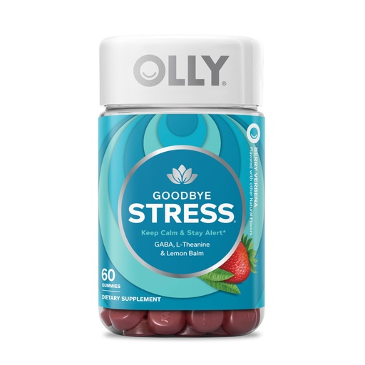 [BRSRMHYZBUNBUELJ] OLLY Goodbye Stress Gummy, GABA, L-Theanine, Lemon Balm, Stress Relief Supplement, Berry - 60 Count