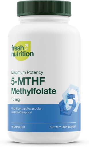 [BRSWYZL3A4FQAD3A] L Methylfolate 15mg - Massima Potenza - Vitamina attiva B9 Biodisponibilità Superior - 5-MTHF Methyl Folate per Mood, Cognizione, Immunità, Cardiovascolare, Neurological, Salute riproduttiva - 60 capsule