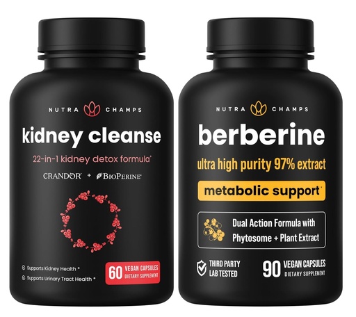 [BRSRAFL6BZYB6HTZ] NutraChamps Complete Kidney Health: Berberine & Kidney Cleanse Duo