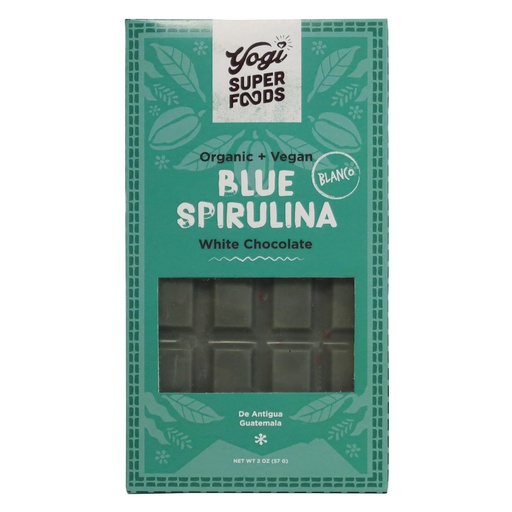 [BRSRMBT7AUMAIGTK] Yogi Super Foods Vegan White Chocolate Blue Spirulina Bar, Healthy & Organic for Energy Boost made from Raw Cacao Butter, Gluten Free Oats, Sweetened with Panela Sugar, Macadamia Nuts - 1 Bar