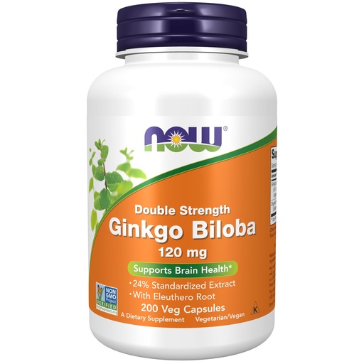 [BRSWIY32BQMB6CLK] NOW Supplements, Ginkgo Biloba 120 mg, Double Strength, Non-GMO Project Verified, 200 Veg Capsules