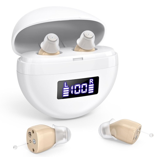 [BRSRMBA7AV4AKD3J] 为老年人和成年人提供可充电的助听器、带噪声取消的助听器、声放大器音量控制器、听力损失数字助听器(Brown)