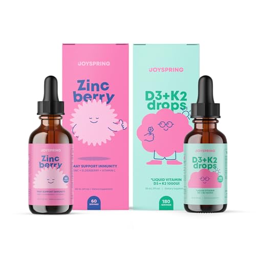[BRSRM2YPOV6WGA33] JoySpring Liquid Vitamin D3 with K2 - Immune Support and Zinc Supplements for Kids - Elderberry & Zinc Liquid