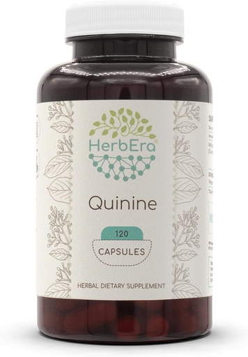 [BRSWGCABOEJRMDLF] HerbEra Quinine 120 Capsules, 1000 mg, Wildcrafted Quinine (Cinchona officinalis) Dried Bark (120 Capsules)