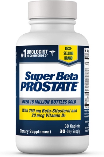[BRSWKHYRBMMRUGTB] SUPER BETA PROSTATE Support Supplement for Men's Health - Reduce Bathroom Trips, Promote Sleep, Better Bladder Emptying & Healthy Prostate, Beta Sitosterol - 60 Count (Pack of 1)