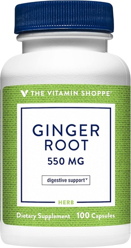 [BRSRMCTYAR7AEDTX] The Vitamin Shoppe Ginger Root 550MG, Whole Herb Supplement That Supports Digestion & Soothing (100 Capsules)