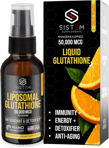 [BRSRAFL6BMIWA33X] Sistem Liposomal Glutathione Supplement, Antioxidants, Detox Cleanse, Immune Support Supplement, Vitamin C, Liposomal Spray, Glutathione Serum, Tropical Citrus Flavor