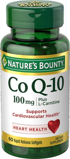[BRSWIZQDBR7BKHTG] Nature's Bounty CoQ10, Supports Heart Health, 100mg Plus L-Carnitine, 60 Softgels