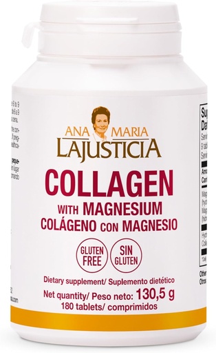 [BRSWGGIROUCGA23K] Ana Maria LaJusticia Collagen with Magnesium 180 Tabs - Healthy Teeth, Skin & Bones - Energy-Full - Gluten-Free - Easy-to-Use - Rejuvenates Your Skin & Strengthens Nervous System - from Spain
