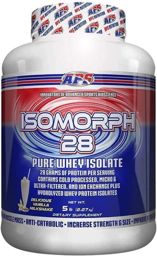[BRSWYBQQCQHWYA34] IsoMorph 28 by APS Nutrition, Pure Whey Isolate Protein Powder dodatek, Vanilla Milkshake, 5 lb