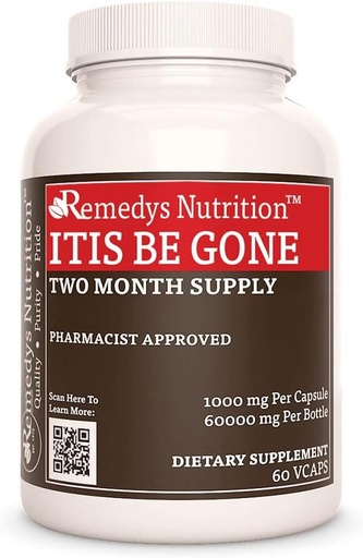 [BRSW22YKAENQM3LP] Remedy's nutrition Itis Be Gone | 1,000 mg, 60 Vegan Capsules Herbal Dietary Supplement | Two Month Supply