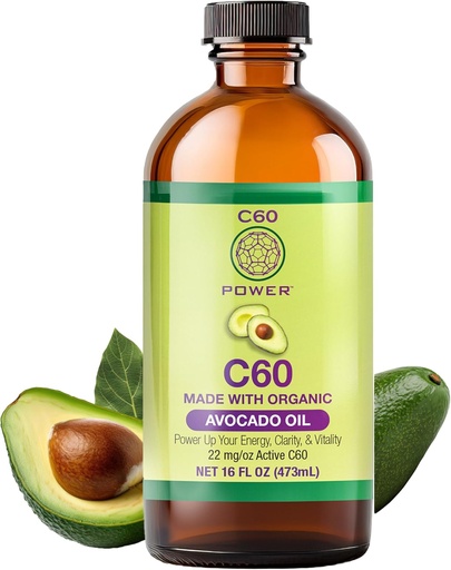 [BRSWGZI7OYPAE232] C60 Power - AVO 16-oz.- Organic Avocado Oil, 16 Fl Oz, 99.99% Pure Sublimated Carbon 60, Fullerenes
