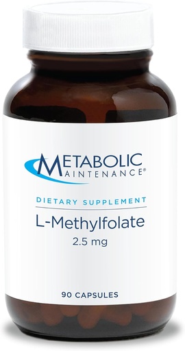 [BRSWI2T2CYIAMGTK] Metabolic Maintenance L-Methylfolate 2.5 mg - L Methyl Folate, Methylfolate Supplement för kvinnor och män, Methylated Vitamin B9 (5-MTHF) för hjärnhälsa, fokus och lugn - 30 kapslar (Pack av 1)