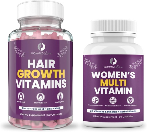 [BRSROBIHPJ6A43L3] Mommyz Love Postpartum Hair Loss Vitamin - Biotin Gummies for Hair Growth, Radiant Skin and Strong Nails Plus Womens Daily Multivitamins for Women's Health, Energy, Focus and Mood