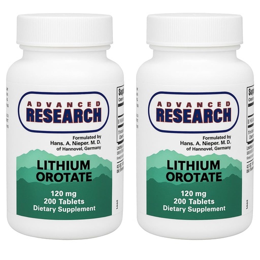 [BRSWKHD4B4OGEHDX] Nutrient Carriers Advance Research Lithium Orotate 120 Mg 200 Tablets(Pack of 2)