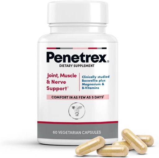 [BRSRMEDYBMNRY2TO] Penetrex Clinically Studied Magnesium Glycinate Supplement for Joint, Muscle & Nerve Support - Comfort in 5 Days with Advanced Boswellia Serrata Extract, Vitamin D, B, C (60 Count - 1 Month Supply)