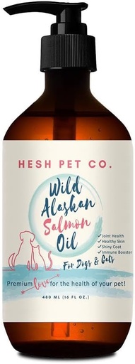 [BRSROFL2CEBWY3LL] Premium Wild Alaskan Salmon Oil for Dogs & Cats 16oz Skin & Coat Natural Liquid Food Supplement for Pets, Fish Oil, Omega 3, EPA + DHA Fatty Acids for Joint Function, Immune & Heart Health!