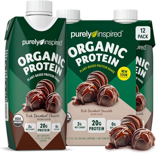 [BRSWGGI3BMNQO33X] Čistě inspirovaný připraven k pití Organic Protein Shake, Dekadent Chocolate (12 Pack) - Plant- Based RTD Nutritional Protein Drinks - Zero- Sugar & gluten- Free Meal Supplement Drink Liquid Protein
