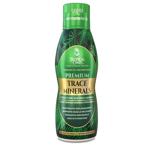 [BRSWIYQPCVYRSFIV] Tropical Oasis - Premium Ionized Plant Based Trace Minerals Liquid Formula- 74 essential minerals in liquid form for up to 96% Absorption - 16 oz, 32 servings