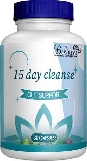[BRSRA2T6OQMAGD3B] 15 päivän puhdistus-, suolen ja paksusuolen tuki, Advanced 15 Day Gut Cleanse Detox naisten ja miesten kanssa Senna, Cascara Sagrada & Psyllium Husk, ei-GMO, 30 kapselia