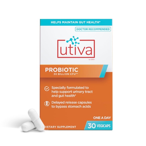 [BRSWYGQ2B4CRGDTF] Szio+ Utiva Probiotic – Urinary Tract and Gut Health Supplement – 12 Billion CFU Lactobacillus & Bifidobacterium Probiotic for Men and Women, 30 Delayed Release Vegi Capsules