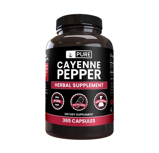 [BRSWYC37OAPAOF3L] PURE ORIGINAL INGREDIENTS Cayenne Pepper (365 Capsules) No Magnesium Or Rice Fillers, Pure, Lab Verified