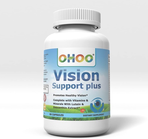 [BRSRM234B4BROELF] OHOO Vision Support Plus Допълнение - с Lutein & Zeaxanthin- Поддръжка Здравословно зрение, Произведено в САЩ- 60 капсули