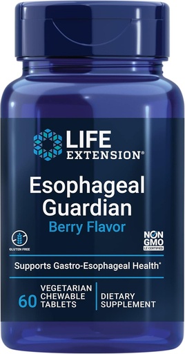 [BRSWIAIDBUCWCHA5] Life Extension Esophageal Guardian, альгиновая кислота, бикарбонат калия, получают долгосрочное облегчение от желудочного стресса, вегетарианские, не-ГМО, без глютена, 60 вегетарианских жевательных таблеток